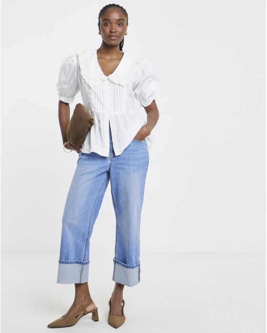 Simply Be White V Neck Collar Blouse