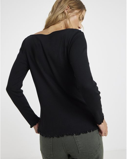 Simply Be Black Long Sleeve Button Through Ribbed Cardi