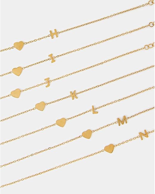 Accessorize Metallic Ss Heart Initial Bracelet