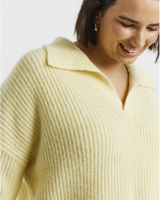 Simply Be Natural Collared Rib Jumper
