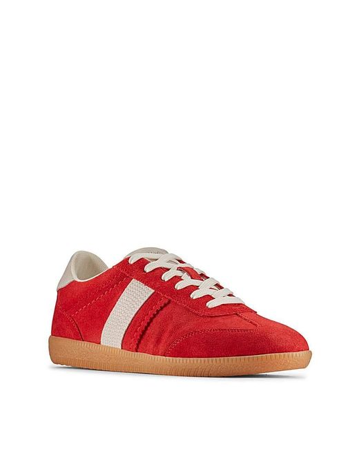 Clarks Red Stara Combi Suede Trainers