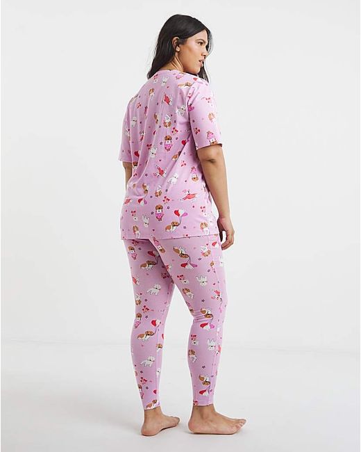 Simply Be Pink Dog Print Pyjama Set