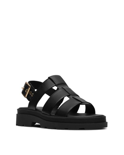 Clarks Black Arwell Leather Sandal E Fit