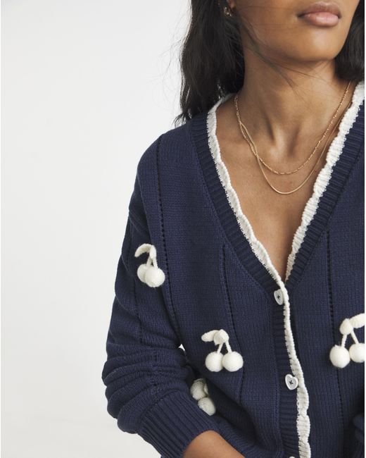 Simply Be Blue 3D Cherry Pointelle Cardigan