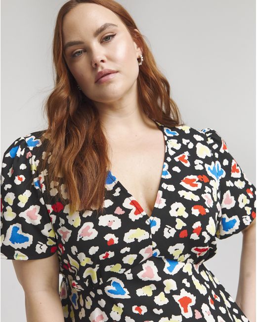 Simply Be Blue V Neck Tea Blouse