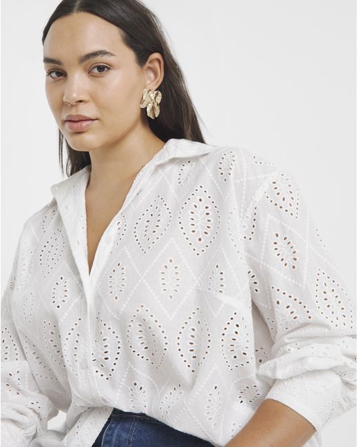 Simply Be White Broderie Shirt