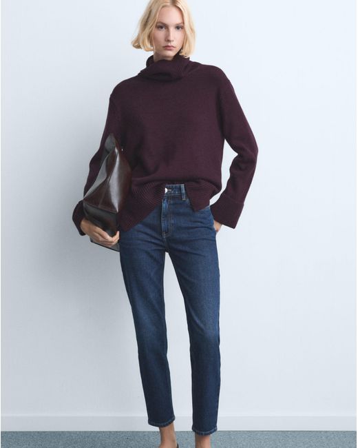 Mango Blue Comfort High-Rise Crop Mom Jean