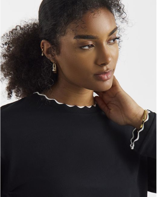 Simply Be Blue Long Sleeve Scallop Edge Top