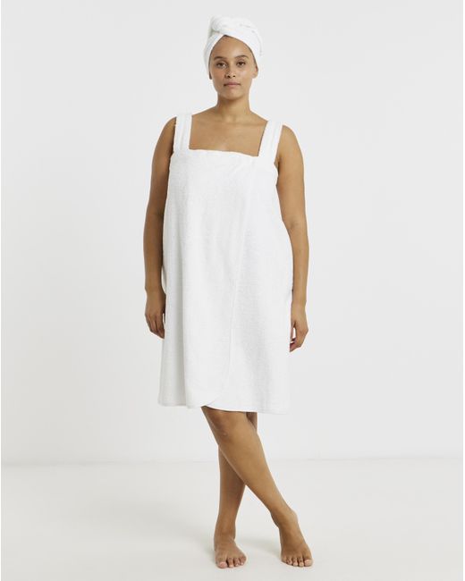 Pretty Secrets White Towelling Shower Wrap & Turban