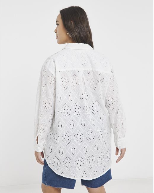 Simply Be White Broderie Shirt