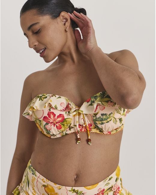 Figleaves Brown Frill Bandeau Bikini Top