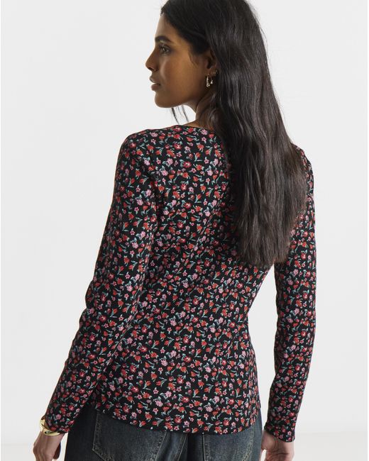 Simply Be Black Square Neck Pointelle Top