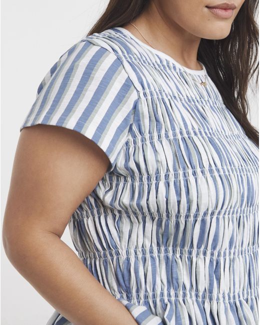 Simply Be Blue Shirred Peplum Top