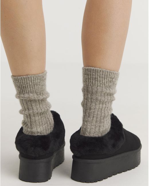 Simply Be Black Quilted Mule Slipper Boot Standard