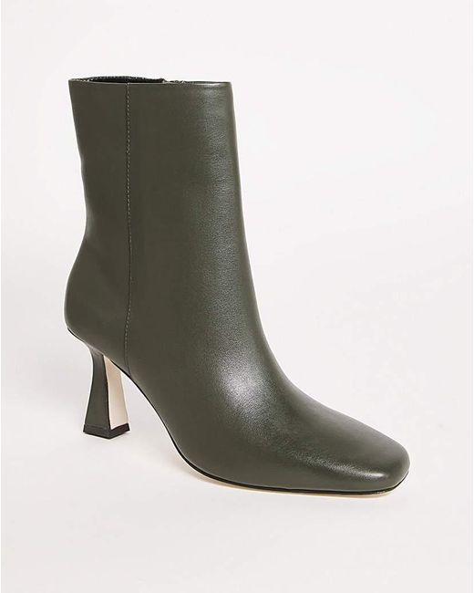 JD Williams Green Leather Square Toe Boot E Fit
