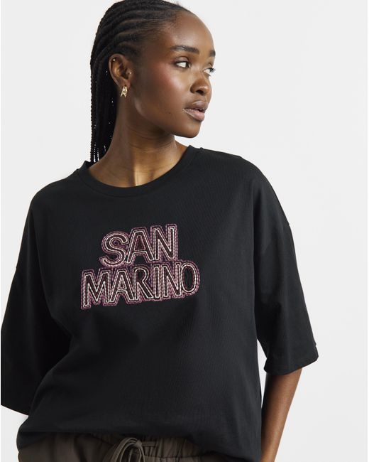 Simply Be Black San Marino Embroidered T-Shirt