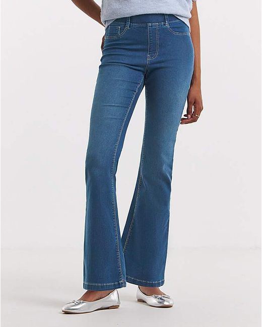 Simply Be Blue Flared Pull On Jeggings