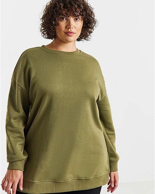 Simply Be Green Side Split Sweatshirt Tunic