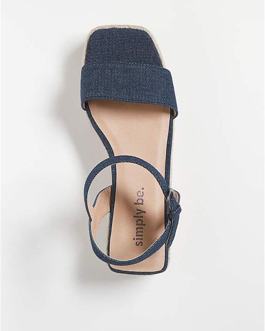 Simply Be White Square Toe Espadrille Flatform Sandals