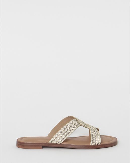 Simply Be Gray Woven Twist Flat Sandals Extra Wide