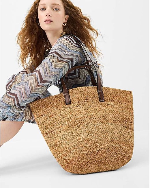 Accessorize White Double Strap Jute Basket Bag