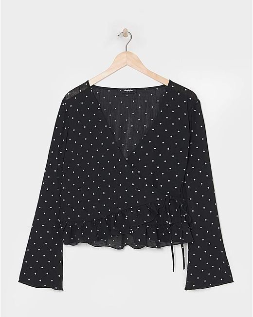 Simply Be Black Sheer Wrap Blouse