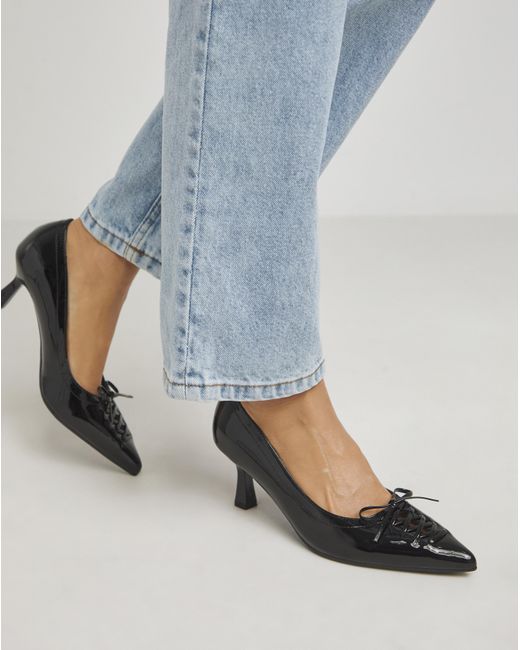 Simply Be Blue Lace Front Pointy Toe Court Shoe Exwide