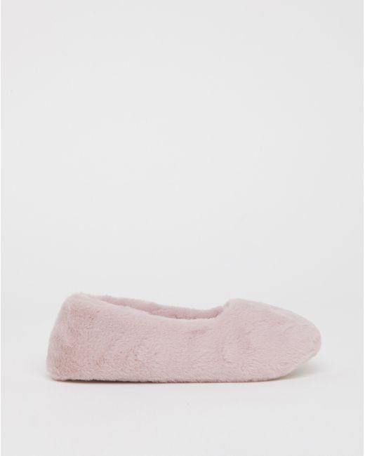 Simply Be Pink Fluffy Ballerina Slipper Wide