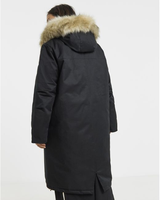 Simply Be Black Hooded Fur Trimmed Parka