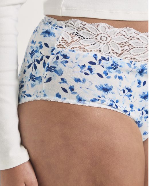 Pretty Secrets Blue 5 Pack Lace Top Full Fit Knickers