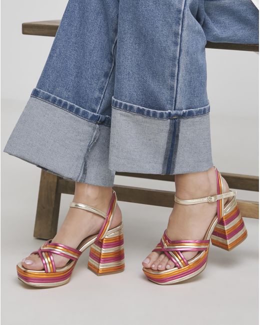 Simply Be Blue Strap Platform Heel Extra Wide