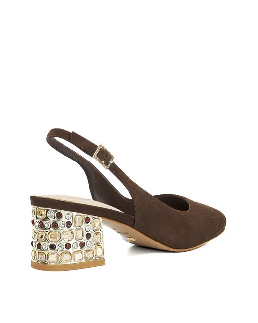 Dune Brown Catharine Suede Slingback Heel