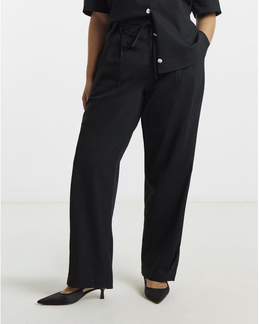 Simply Be Blue Pleated Barrel Trousers
