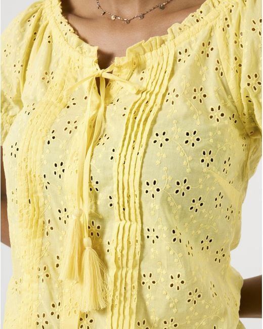 Joe Browns Yellow Beautiful Broderie Top