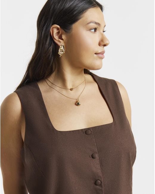 Simply Be Brown Linen Waistcoat