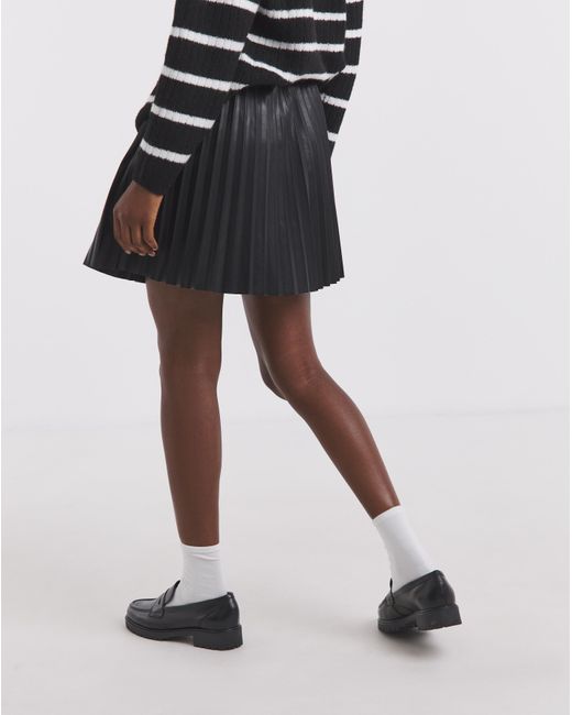 Simply Be Blue Pu Pleated Mini Skirt