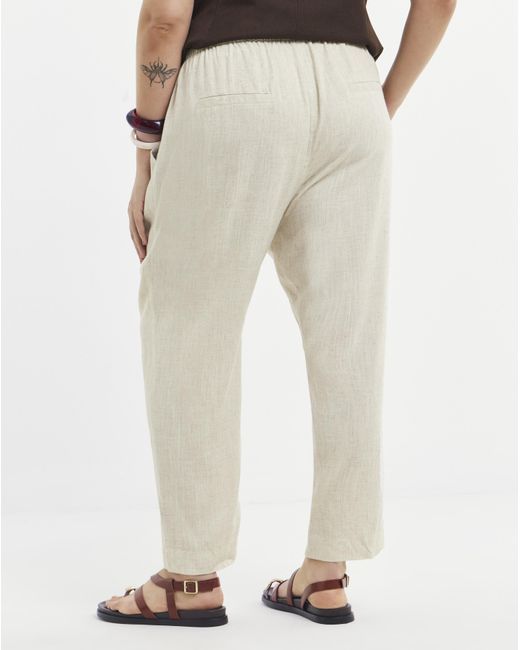 Simply Be White Linen Mix Tapered Trousers