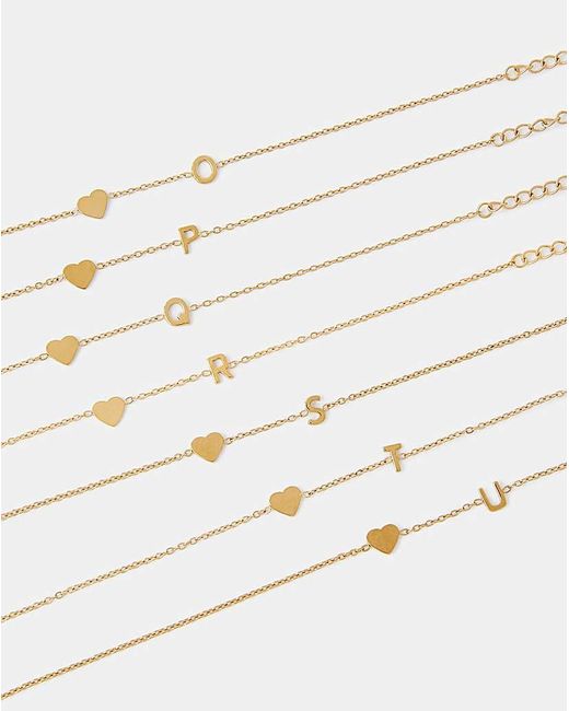Accessorize Metallic Ss Heart Initial Bracelet