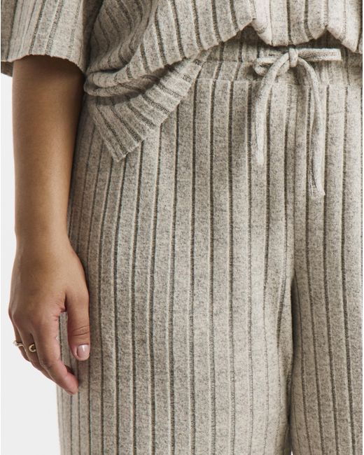 Simply Be Black Cut & Sew Rib Wide Leg Joggers