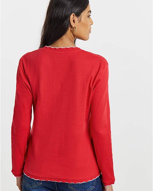 Simply Be Red Scallop Edge Button Through Top