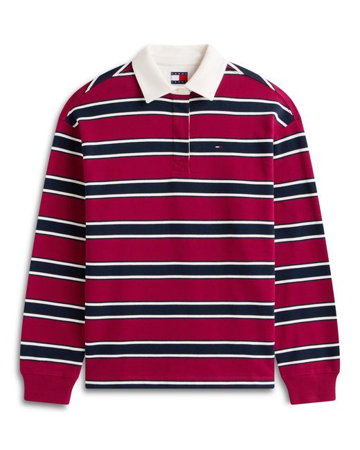 Tommy Hilfiger Red Stripe Relaxed Terry Rugby Shirt