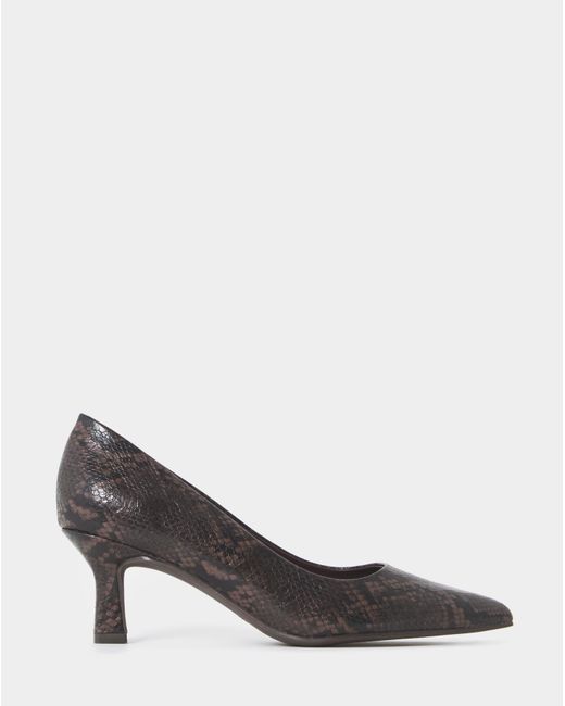 Heavenly Soles Black Pointed Toe Kitten Heel Shoe Ex Wide