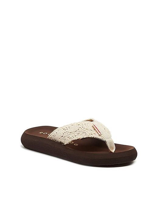Rocket Dog White Crochet Toe Post Sandals