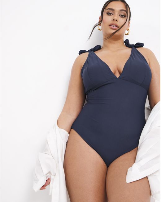 JD Williams Blue Vibrant Islands Tie Detail Swimsuit
