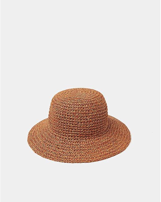 Accessorize Brown Crochet Straw Bucket Hat