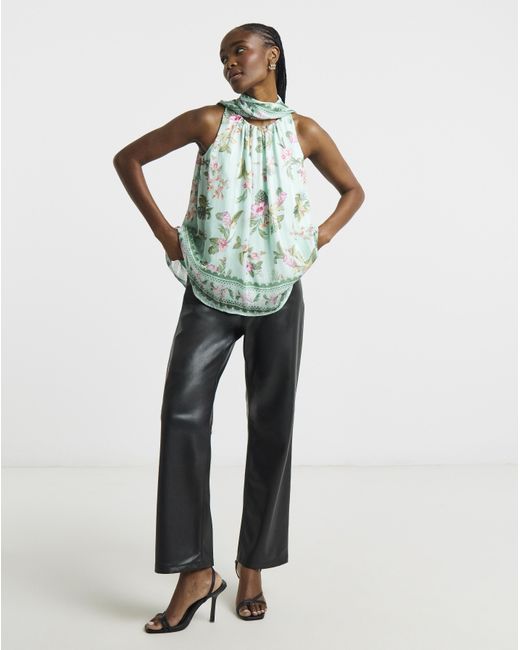 Joanna Hope Multicolor Halter Neck Drape Blouse