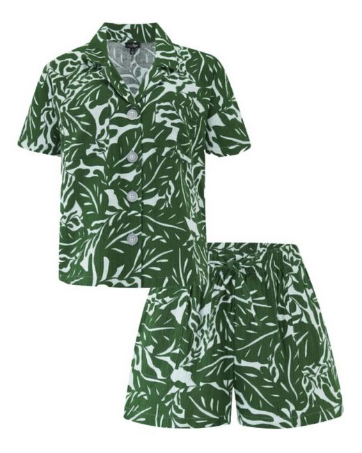 Pour Moi Green Pour Moi Double Cloth Revere Pyjama Set
