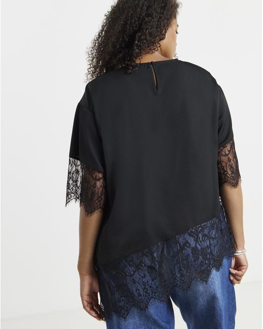 Simply Be Blue Lace Trim Boxy Top