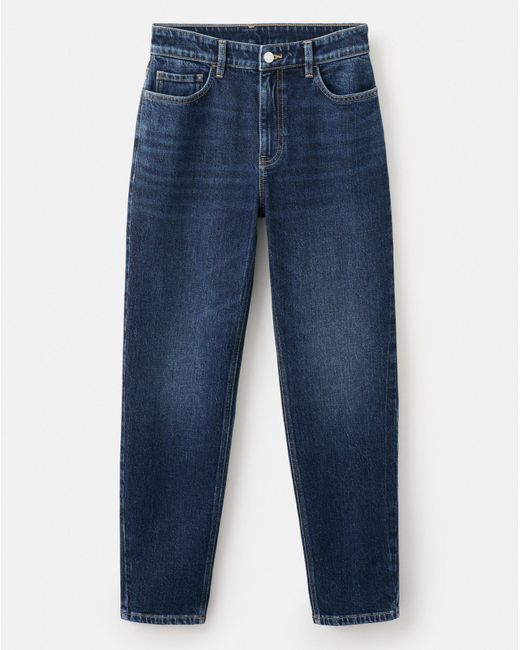 Mango Blue Comfort High-Rise Crop Mom Jean