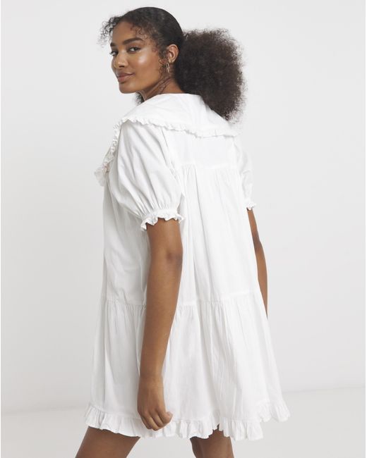 Neon Rose White Cotton Dress
